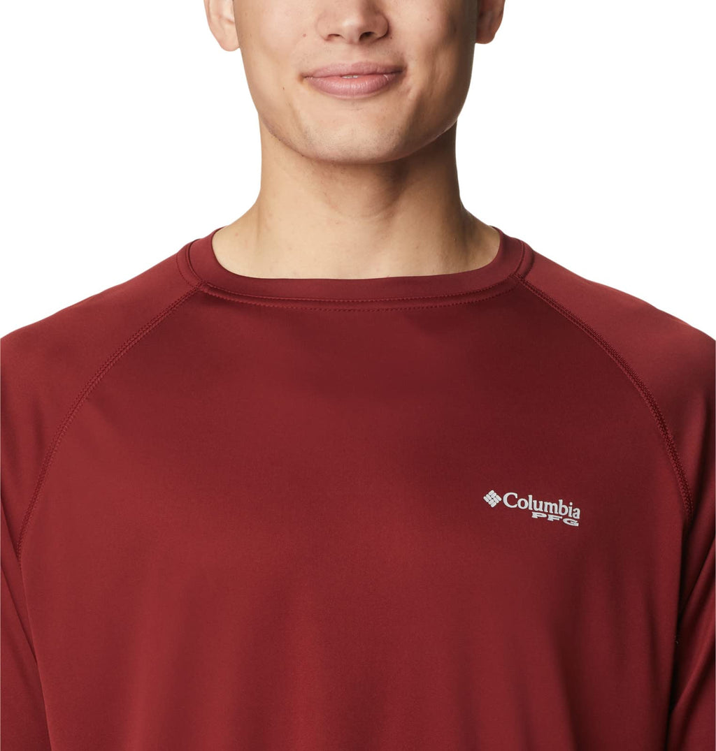 Columbia Men's Terminal Tackle Long Sleeve Shirt, Red Jasper/Cool Grey Logo, XX-Large
