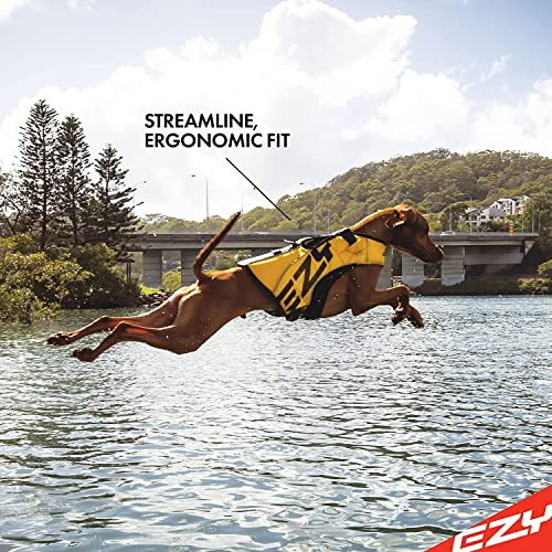 EzyDog DFD X2 Dog Life Jacket Yellow Large with Grab Handle & Reflective Trim