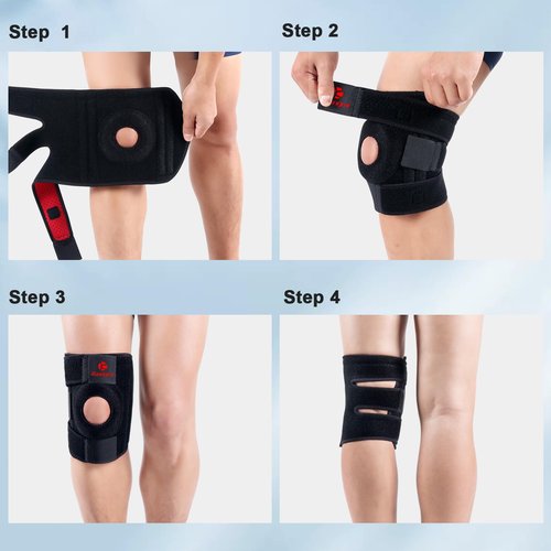 Kuangmi Knee Brace with Side Stabilizers & Patella Gel Pad,Adjustable Compression Knee Support with Arthritis Relief,Injury Recovery,Running,Weightlifting,Climbing(Black,2-Springs,S/M