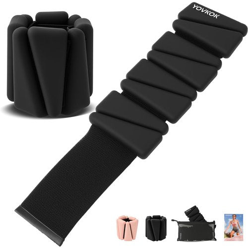 Wrist Weights, Adjustable Ankle Weights for Women Men, Leg and Arm Weights for Home Gym Workout, Running, Yoga, Pilates, Barre, Exercise, Strength Training, 4 LBS Pair 2LB Each (Black)