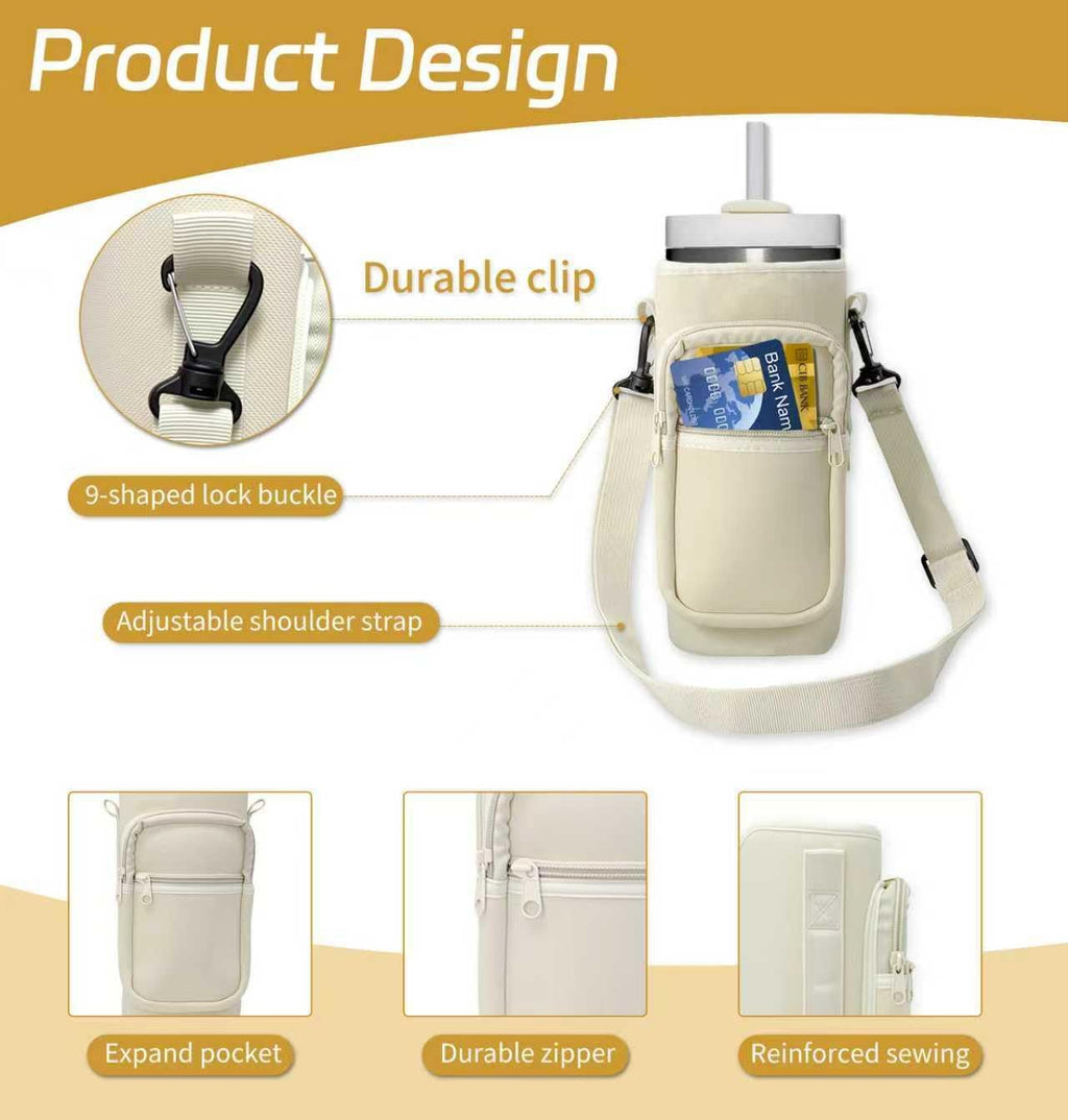 Skiennix Water Bottle Holder - Insulated Crossbody Sling Bag with Phone Pocket for Hiking & Camping