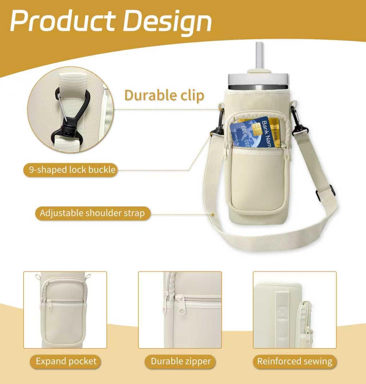 Skiennix Water Bottle Holder - Insulated Crossbody Sling Bag with Phone Pocket for Hiking & Camping