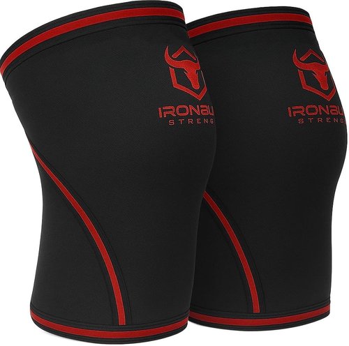 Iron Bull Strength Knee Sleeves - 7mm Compression Brace for Weightlifting & Cross Training | Support for Squats (1 Pair)