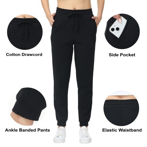 Women’s Tall Sweatpants 32” / 34” Inseam Extra Length Joggers Pants for Tall Women Black