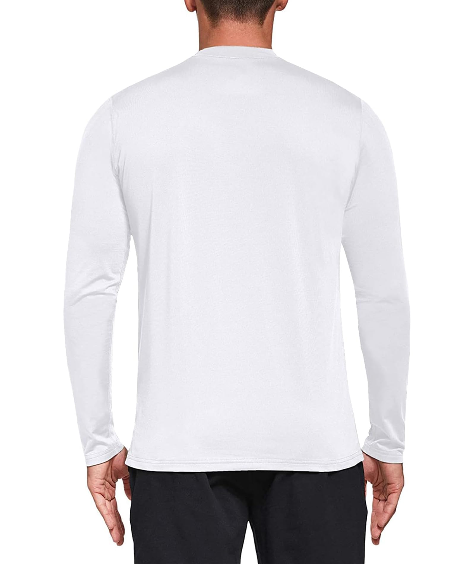 5 Pack White Long Sleeve Shirt Men, Moisture Wicking Dry Fit Tshirts Shirts for Men, UPF 50+ Sun Protection Workout Shirts White-5P02-M