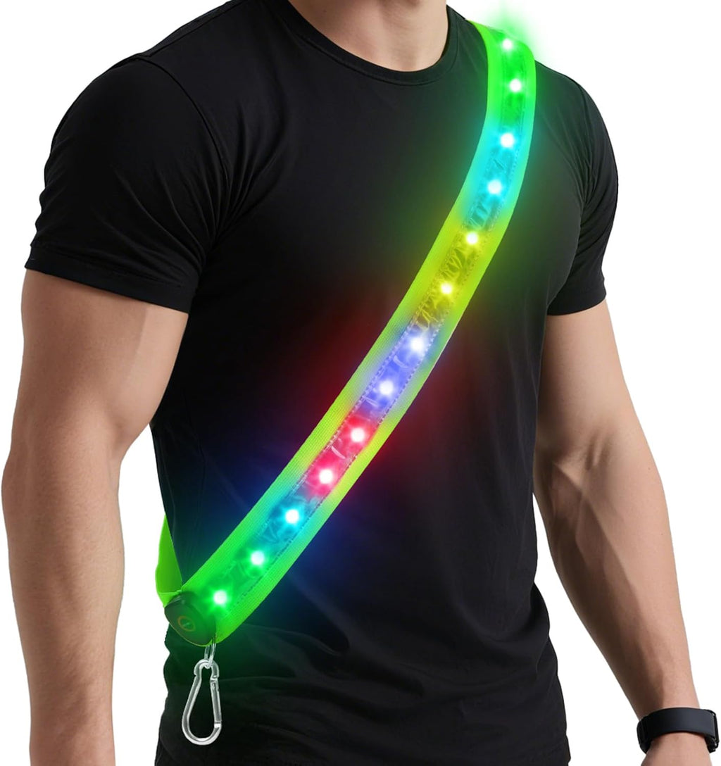 Zacro LED Reflective Vest - High Visibility Safety Gear with 5 Colors & 3 Light Modes | Rechargeable for Night Walking