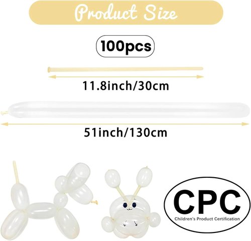 100Pcs Clear 260 Balloons, Long Balloon for Tying Balloon Arch, Long Skinny Clear Balloons for Twisting Ballons Animal balloons Birthday Party Wedding Festival Decorations