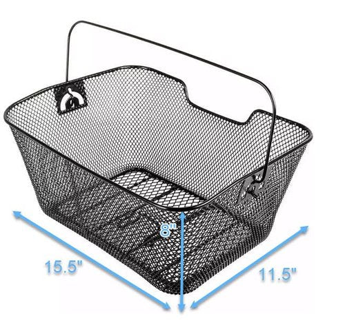M-Wave Wide Wire Bicycle Basket , Black, 40x30x18/15 cm