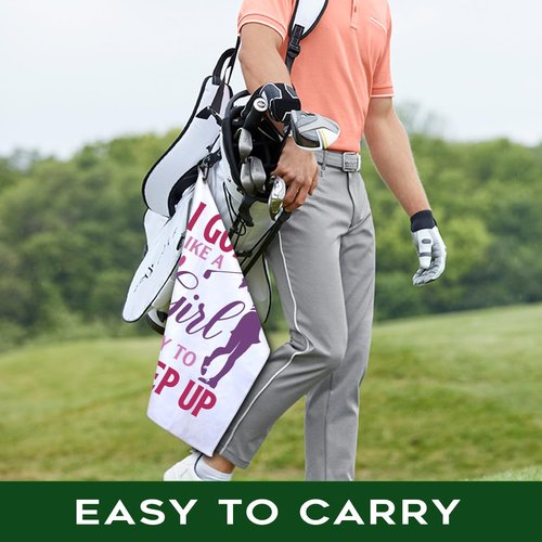 rofiowa I Golf Like A Girl Try to Keep Up Polyester and Cotton Blend Printed Golf Towel, Funny Golf Accessories for Women, Golf Gift for Golf Fan Her Girlfriend, Golf Lover Birthday Gift, White
