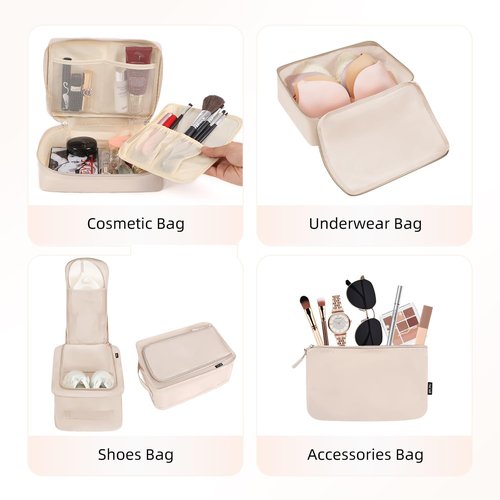 BAGAIL Packing Cubes - 8 Set Luggage Organizers for Travel Accessories | Cream Color