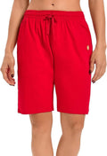 LUCKYCATCUS Women's Bermuda Shorts - Comfortable Jersey Athletic Shorts with Pockets | Knee-Length Design