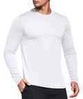 5 Pack White Long Sleeve Shirt Men, Moisture Wicking Dry Fit Tshirts Shirts for Men, UPF 50+ Sun Protection Workout Shirts White-5P02-M