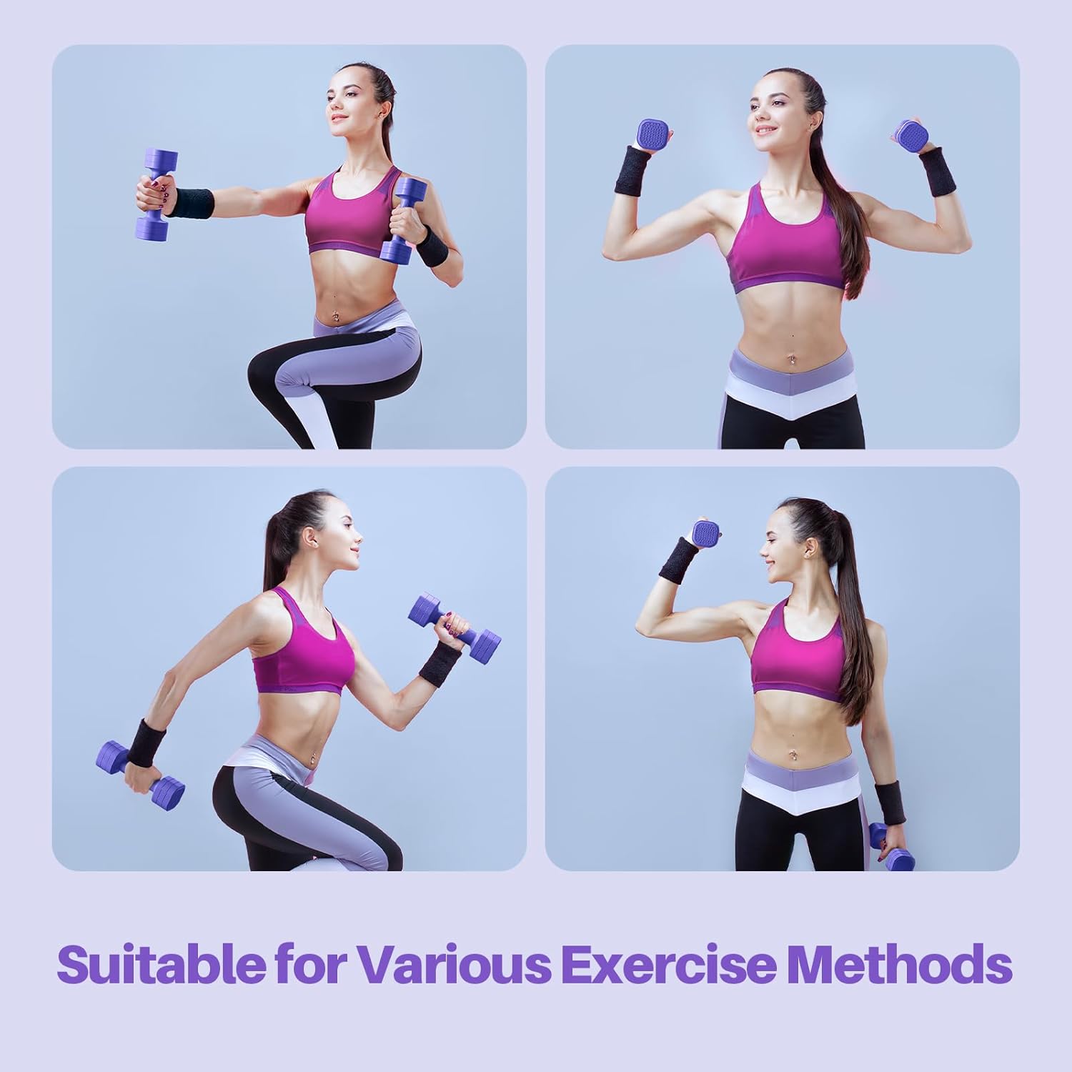 Zempox Adjustable Dumbbell Set - 4-in-1 Free Weights for Women | 2lb, 3lb, 4lb, 5lb Options with Soft Rubber Handle