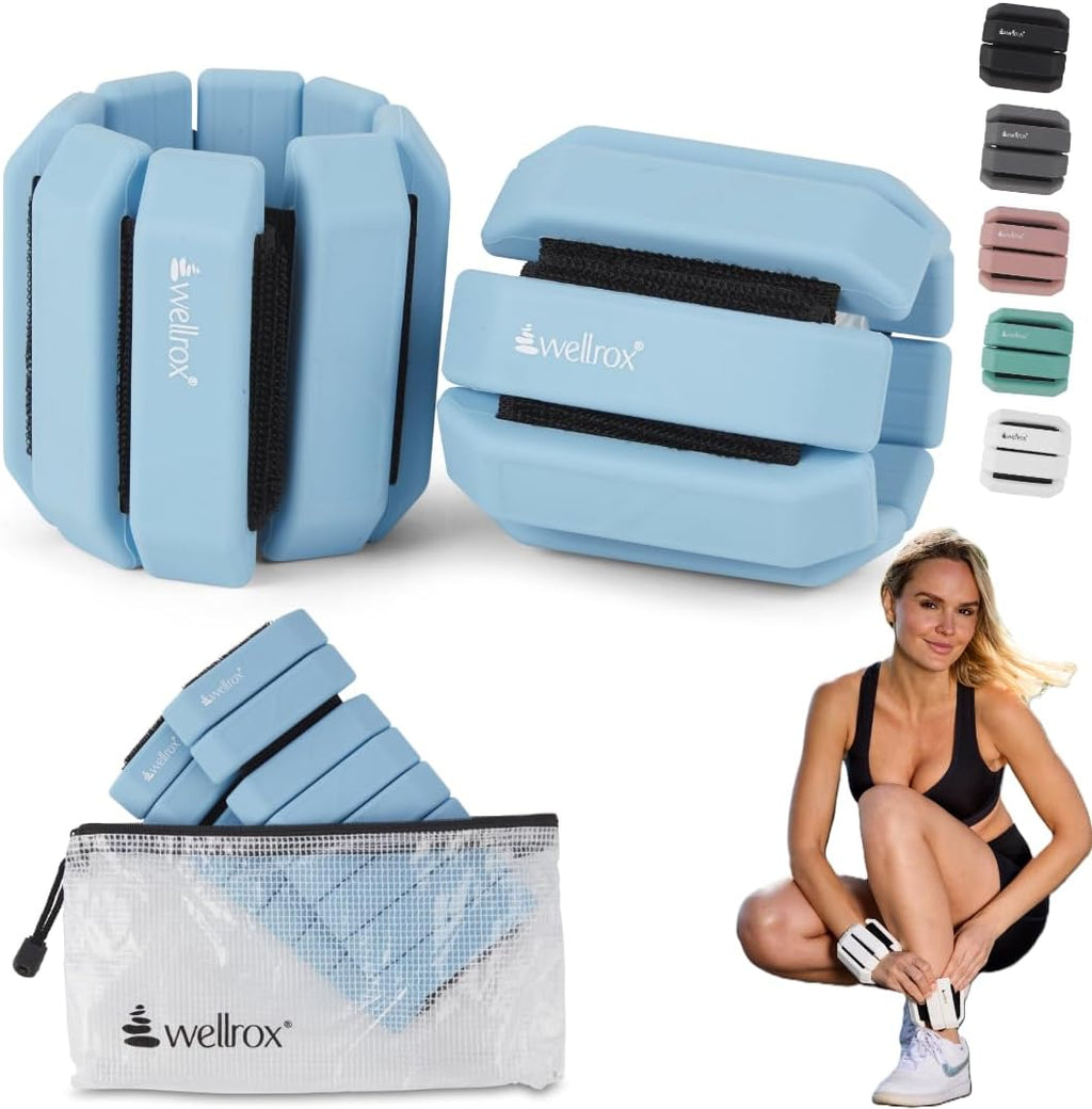 Wellrox Weighted Bangles - Adjustable Ankle & Wrist Weights for Men & Women - 2 lbs Set (1 lb Each) | Ideal for Pilates, Yoga, Running & Walking