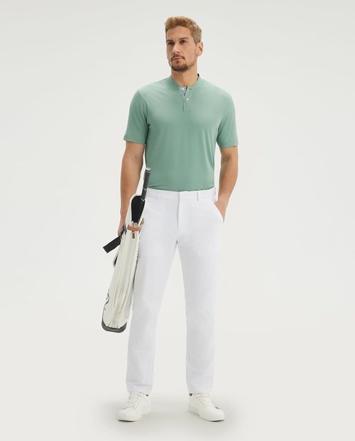 M MAELREG Men's Golf Shirts - Collarless Performance Dry Fit, Moisture-Wicking, Casual Short Sleeve Henley