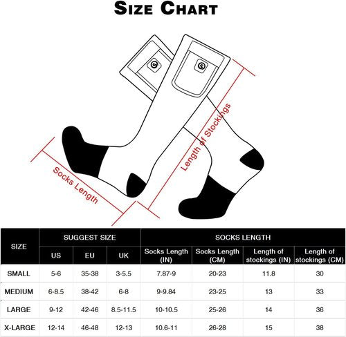 SNOW DEER Upgraded Rechargeable Electric Heated Socks,7.4V 2200mAh Battery Powered Cold Weather Heat Socks for Men Women,Outdoor Riding Camping Hiking Motorcycle Skiing Warm Winter Socks（XL）