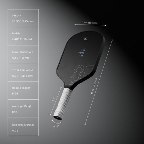 Nicol Pickleball P-One Elongated Pickleball Paddle - Premium Japanese Carbon Fiber Pickleball Paddle for Perfect Spin & Control - USAPA Approved T700 Pickleball Racket with Non-Slip Grip (Design 2)