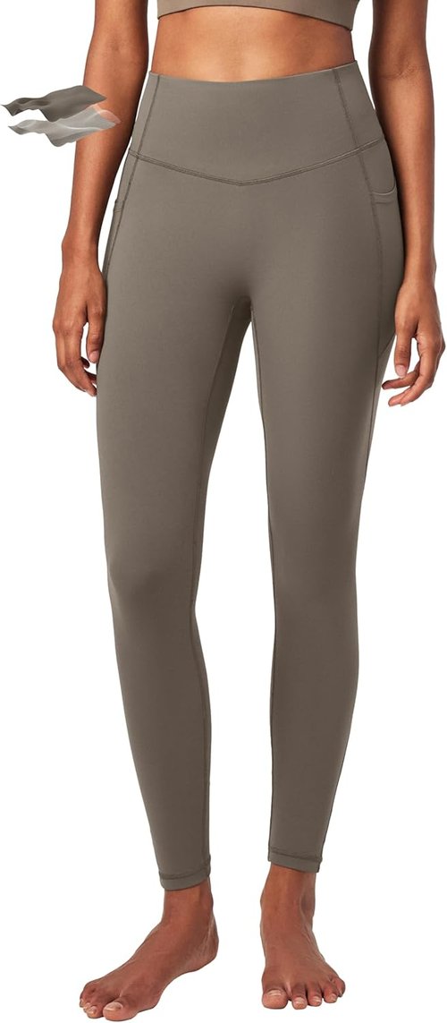 Heathyoga Compression Leggings - Tummy Control, No Front Seam, Pockets | Women's Workout Yoga Pants