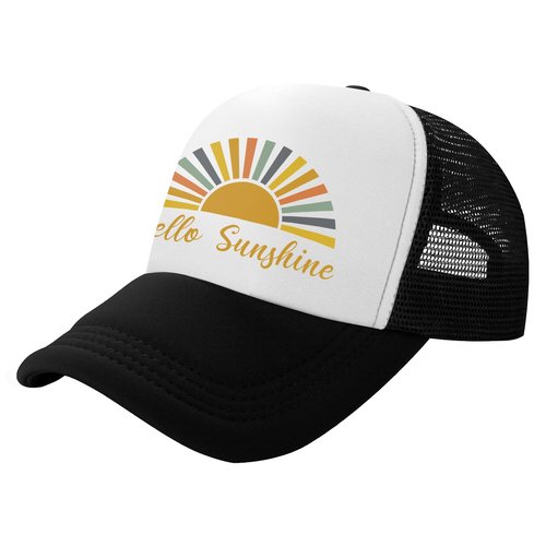 VentuCoven Summer Trucker Hats,Hello Sunshine Trucker Hat Summer Baseball Cap for Women Men Snapback Adjustable Hat Humor Gift Men