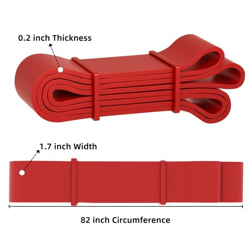 Resistance Bands, Pull Up Bands, Pull Up Assist Band Exercise Bands for Men & Women Working Out, Body Stretching, Physical Therapy, Muscle Training - Red
