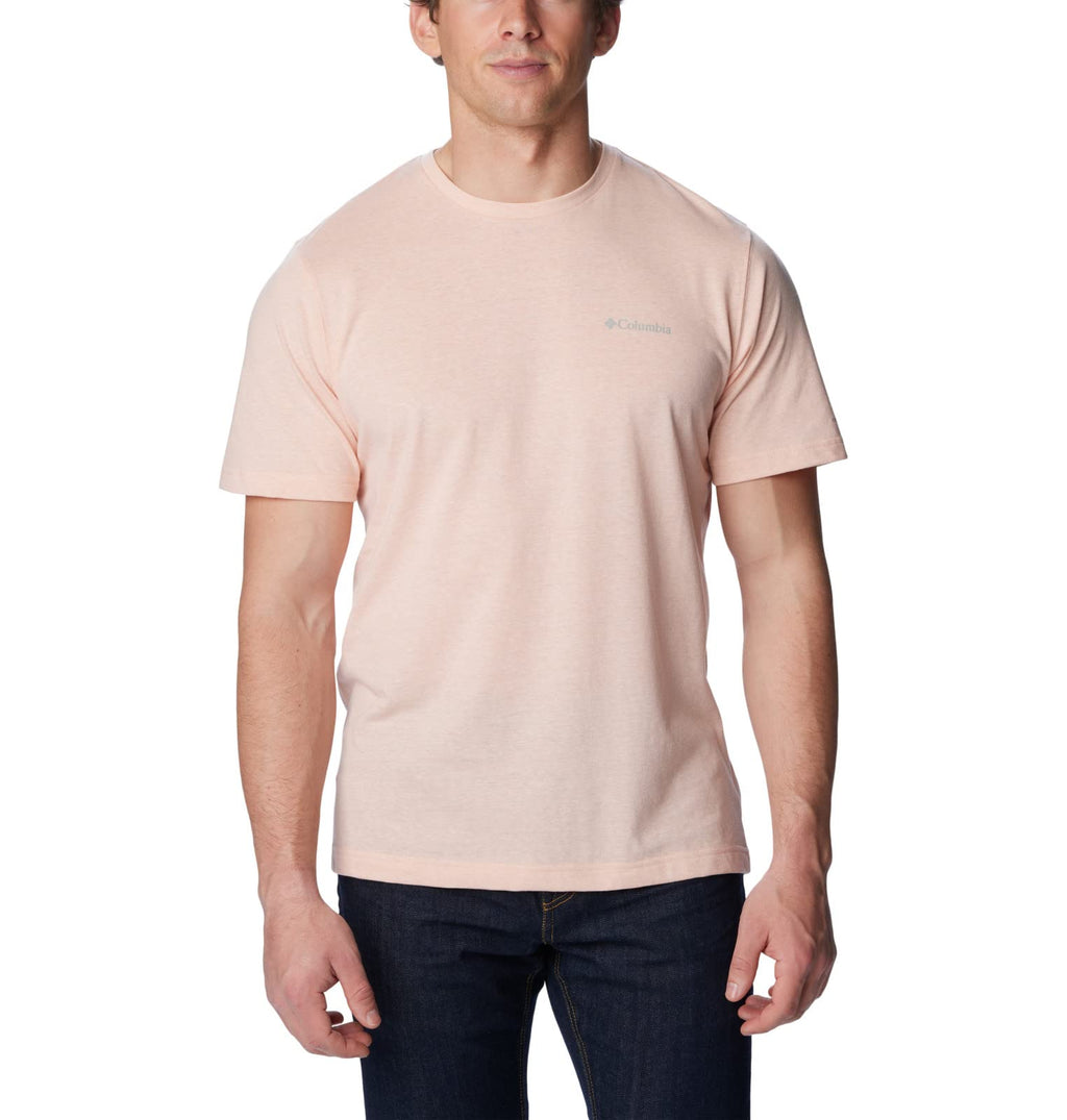 Columbia Men's Thistletown Hills Short Sleeve, Peach Blossom Heather, 2X Tall