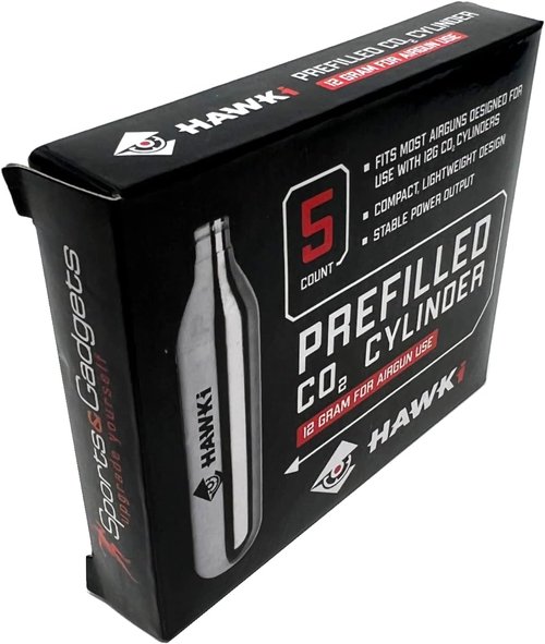 Hawki 12 Gram CO2 Cartridges - Ideal for Air Guns, BB Guns, Airsoft Pistols & Paintball Use