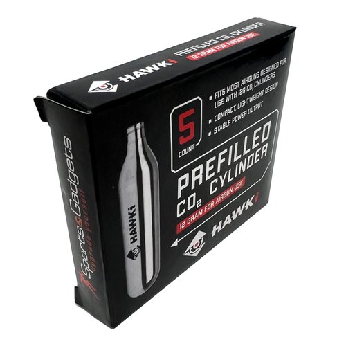 Hawki CO2 12 gram Cartridges for Air Guns/Airsoft Pistols/Paintball Gun (5 Pack)