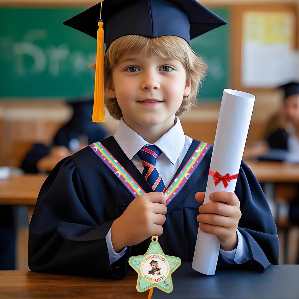 Preschool Graduation Medal, Congrats Graduation Award Medal with Rainbow Neck Ribbon, Cute Grad Medals for Awards, Metal Graduation Medals for Kids Students Graduate Gift Party Decoration Favors