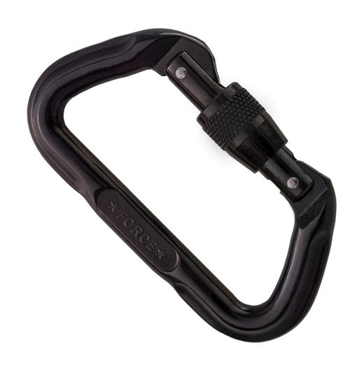 SMC Safety and Rescue Locking Carabiner: Force Series D, Screw-Lock, Black