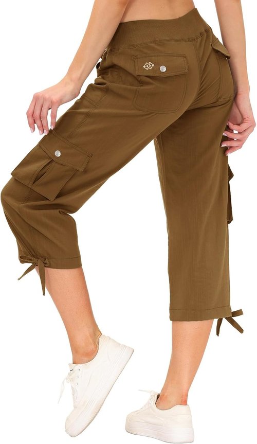MoFiz Women's Capri Pants - Lightweight Casual Capris with Pockets for Hiking | Loose Fit & Dressy