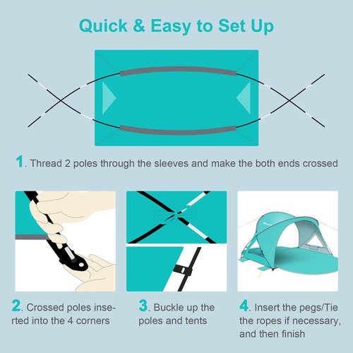 Gorich Beach Tent Sun Shelter with UPF50+ UV Protection for 1-2/3/4-5/6-7 Person, Lightweight & Portable Beach Shade Canopy with 2 Zippered Doors, Easy Setup Family Beach Umbrella
