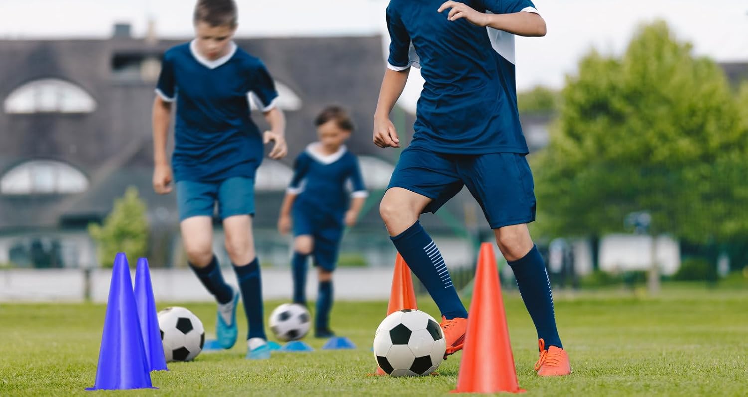 Skiennix Soccer Cones - 7-Inch Plastic Training Cones for Basketball, Football & Skating Drills | 12/24/50pcs