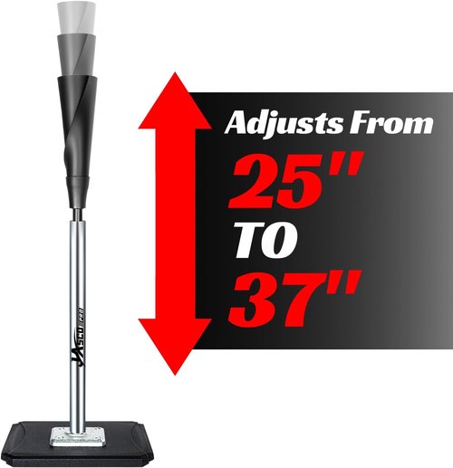 JASCOPRO Portable Batting Tee - Height Adjustable 25-37 Inches | Premium Rubber Top & Metal Base for Baseball & Softball