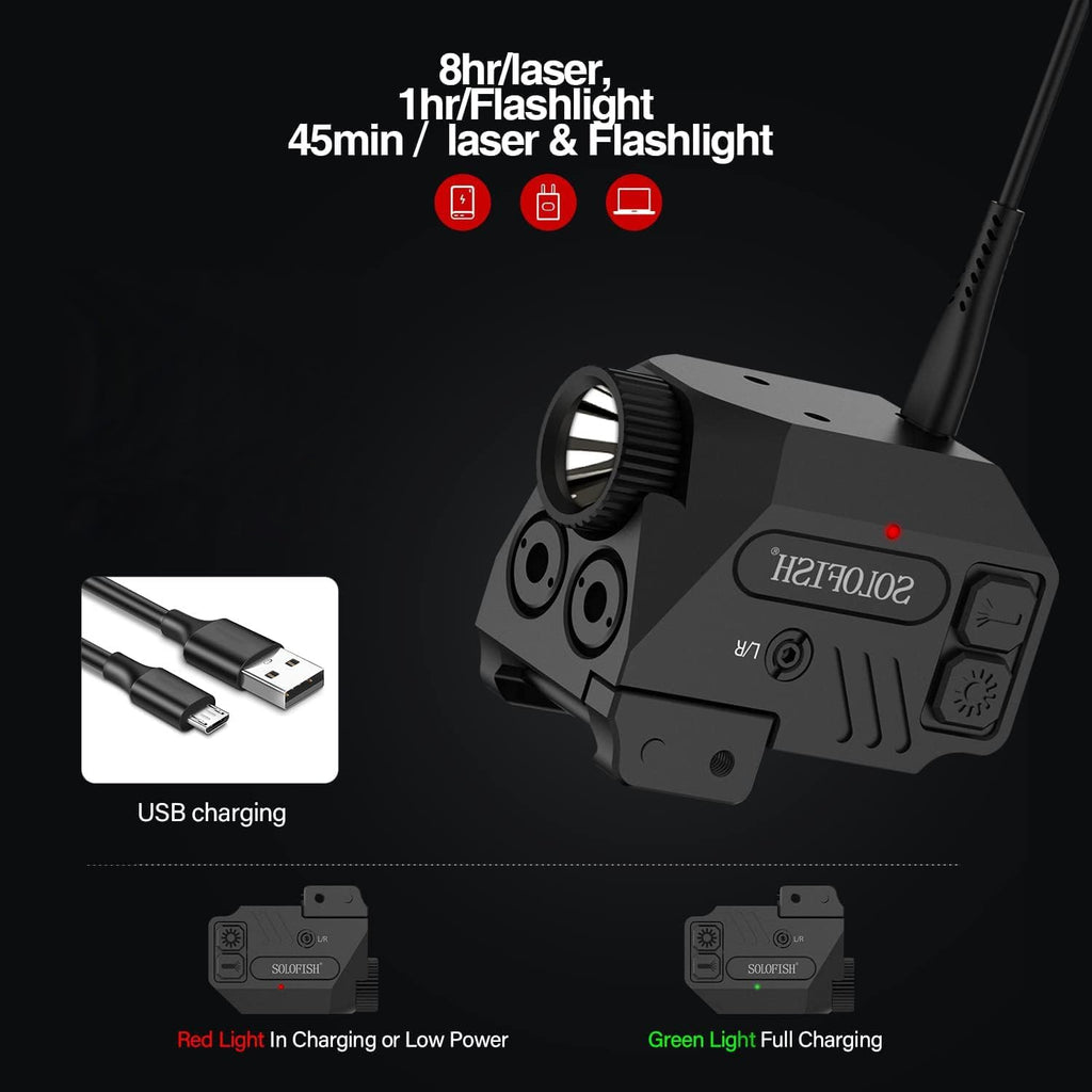 SOLOFISH Pistol Light - 500lm Rechargeable Aluminum Weapon Light with Purple/IR/Green Beam Combo