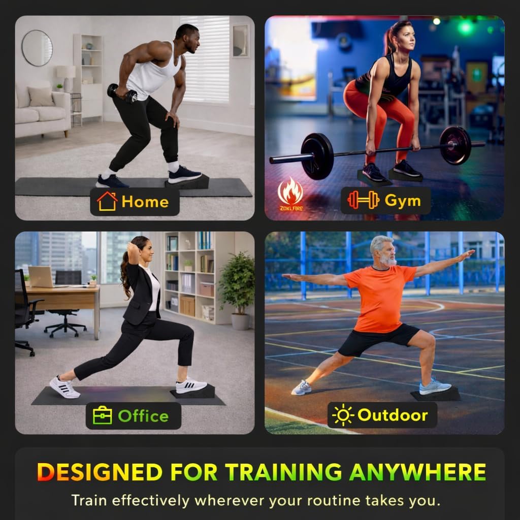 ZKDLFIRE Squat Wedge Block - Non-Slip Weightlifting Heel Elevation | 2 Pcs for Improved Mobility & Strength
