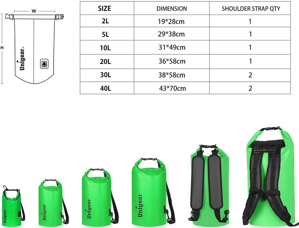 Unigear Waterproof Dry Bag - Lightweight Floating Storage for Kayaking, Fishing & Camping | 2L-40L Sizes