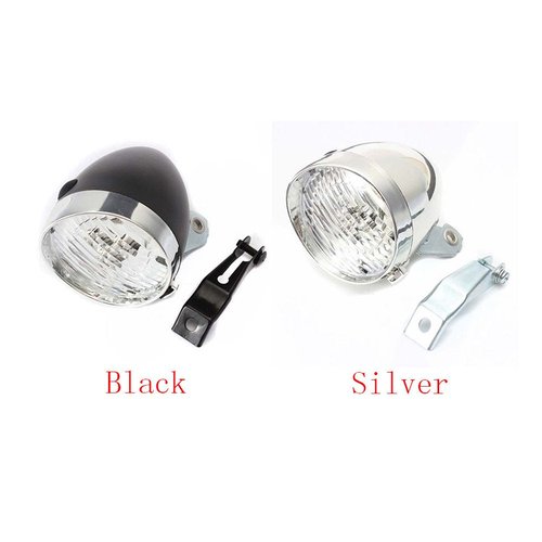 SYCOOVEN Bicycle Vintage Light, 3 LED Vintage Retro Bicycle Bike Front Light Lamp Retro Bike Headlight for Night Riding, Cycling Flashlight Headlamp with Bracket(Silver)