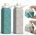 Beautail Collapsible Water Bottles - 20.6oz BPA-Free Silicone Travel Bottles | Leakproof & Portable, 2 Pack (Blue & Starlight)