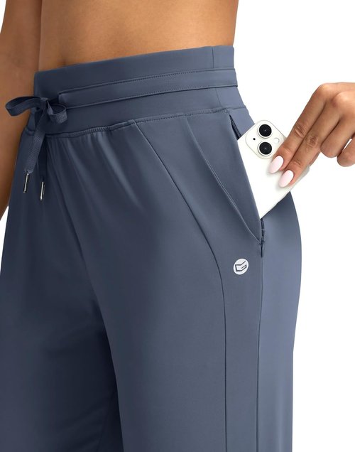 G Gradual Women's High-Waisted Jogger Pants - Athletic Tapered Sweatpants with Zipper Pockets