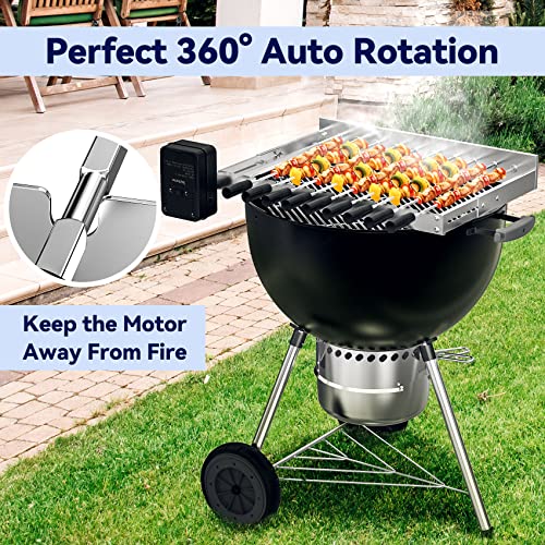 Skyflame Electric BBQ Skewers Set with 9 Stainless Steel Rotating Kebabs