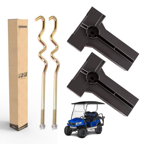10L0L Golf Cart Battery Hold Down Plate fit for Golf Cart Club Car Precedent (2008.5-up) Replacement Part 103374801 103357701 - with 2pcs Battery Bolt S Type Rod