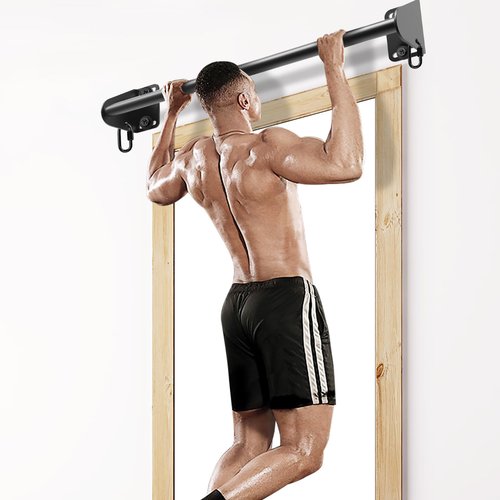 SELEWARE Fully Welded Heavy Duty Pull Up Bar Wall Mount Chin Up Bar for Doorway, Beam & Joist | Mounted Pull Up Bar with Resistance Band Hooks, Supports 440 lb Capacity
