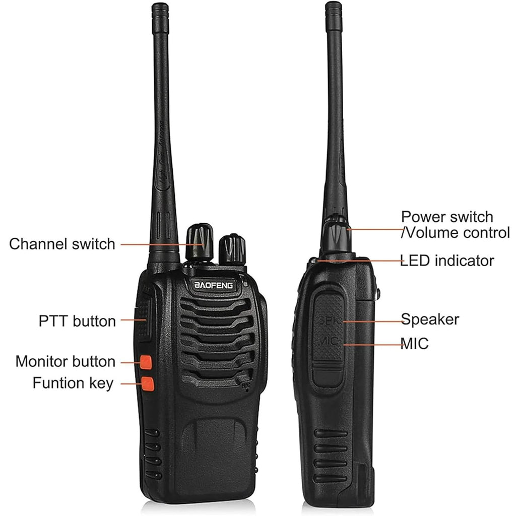 BAOFENG Walkie Talkies Long Range for Adults with Earpieces,16 Channel Walky Talky Rechargeable Handheld Two Way Radios with Flashlight Li-ion Battery and Charger 2 Pack