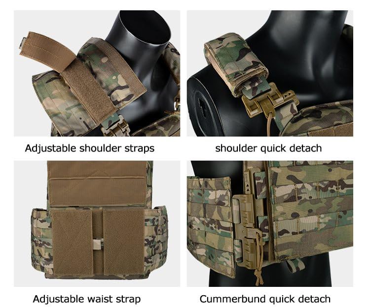 Camo Tactical Molle Vest for Men Airsoft Lightweight Modular Breathable Quick Release Hunting Vest