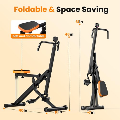 OWLSKY Squat Machine for Home Workout, Foldable Squat Assist & Row Trainer with LCD Monitor, 3 Resistance Bands, Adjustable Seat, Heavy Duty 350 lbs, Full-Body Fitness Equipment