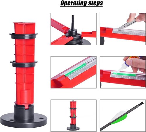 FUNTRESS Fletching Jig - Straight Helix Tower Tool for DIY Archery Arrows | Includes Scale for Precision