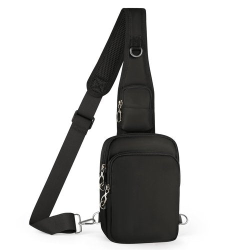 BROADREAM Sling Bag,Anti-Theft Tech Sling Backpack with Zipper Lock,RFID Blocking for Travel Work Sport(Black)