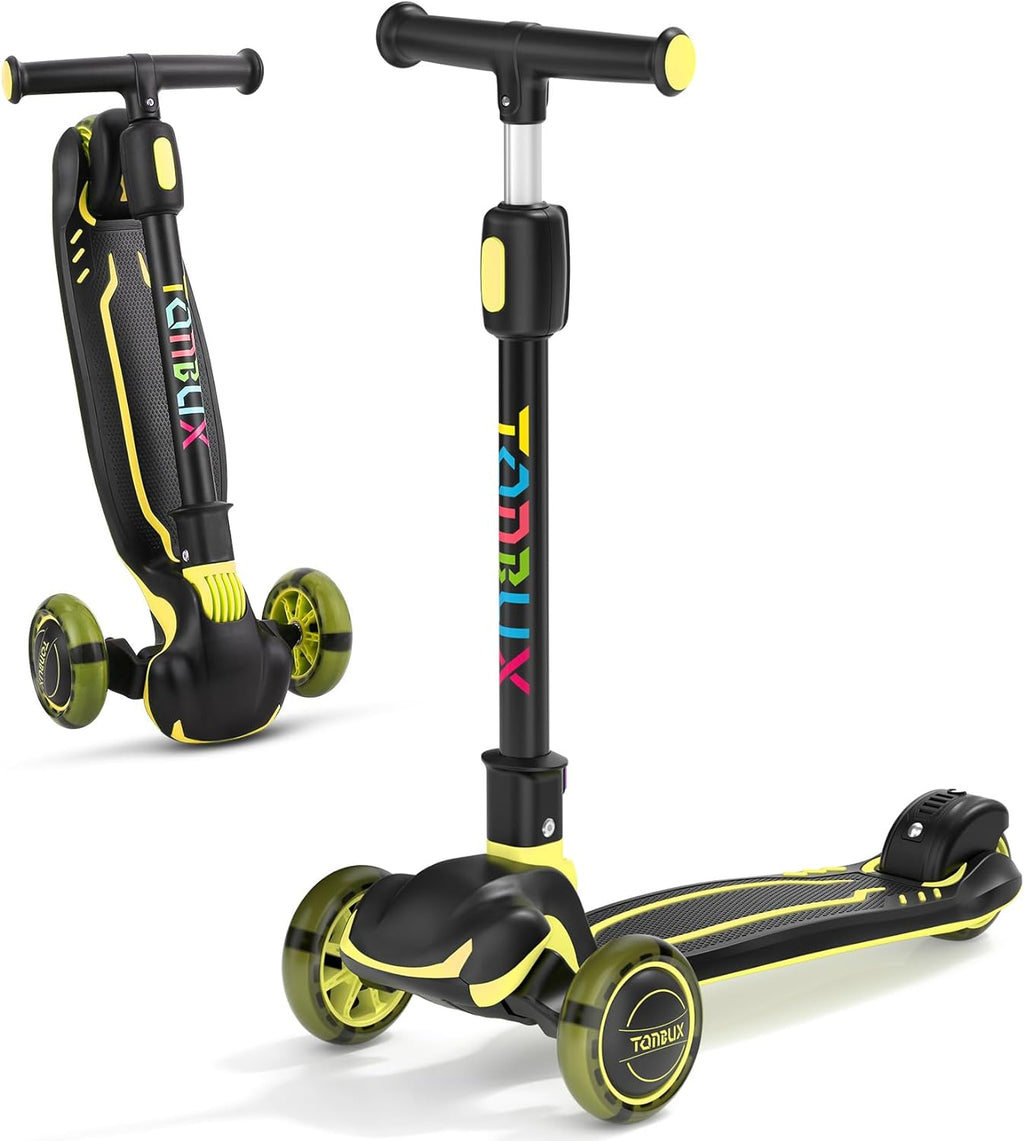 TONBUX Kids Scooter - Light Up 3-Wheel Kick Scooter for Ages 3-12 | Adjustable Height & Anti-Slip Deck