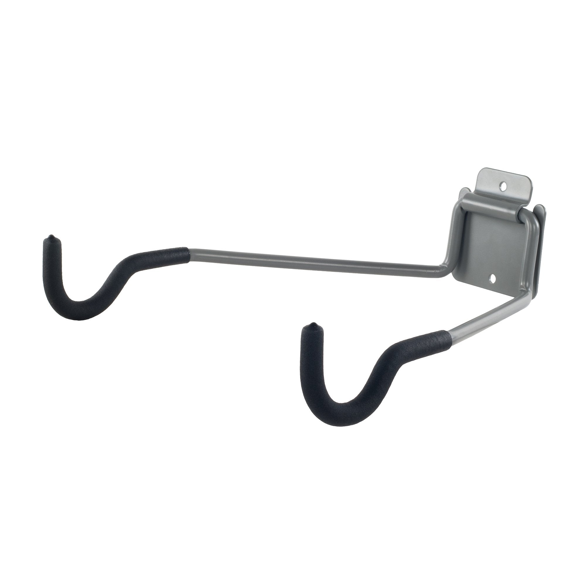 Stalwart Bike Wall Mount - EVA Foam Padded Bicycle Hooks with 50lb Capacity - Flip-Up Garage Bicycle Rack for Mountain, Road, and Kids Bikes by Rad Sportz, Silver, Black
