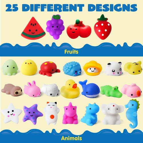 JOYIN Mochi Squishy Toys Set - 25 Pack Mini Kawaii Stress Relief Toys for Kids | Perfect Party Favors & Goodie Bag Fillers